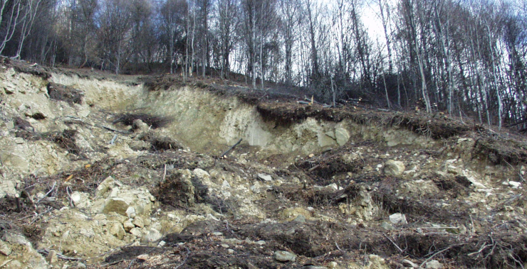GeoSpectrum - Slope with considerable landslide movement, at the foot of which runs the commune road